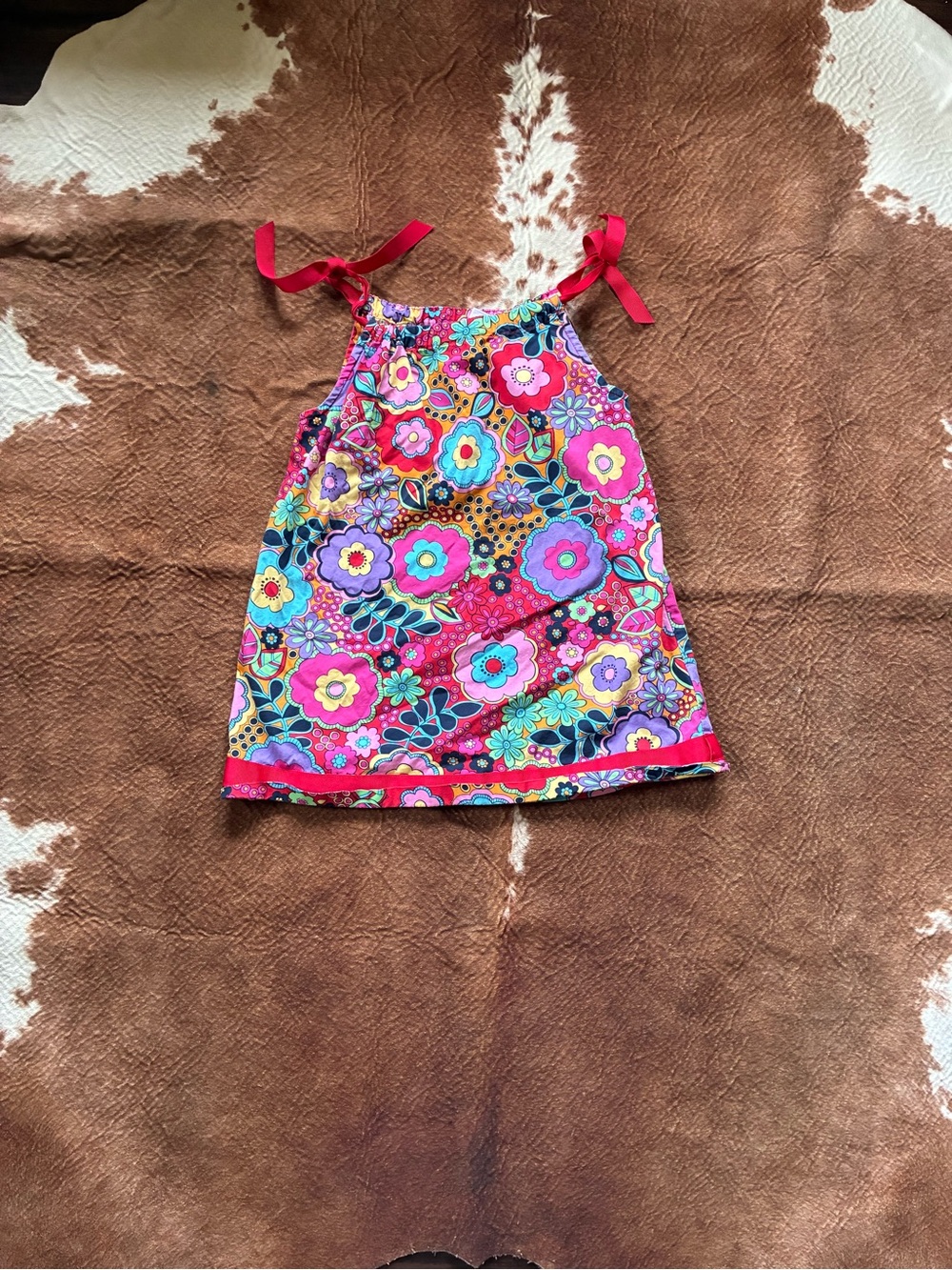 Hanna Andersson Bright Floral Tie-Strap Sundress in Pink & Blue